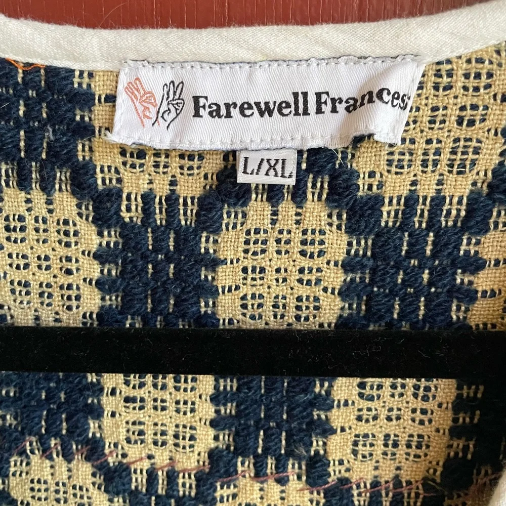 Farewell Frances vintage wool overshot coverlet Vest - Picture 3 of 3